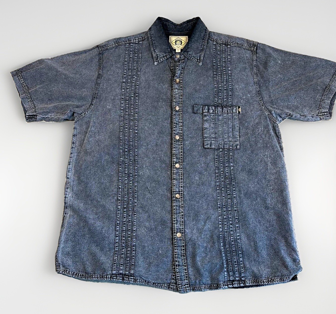 Scully Farthest Point Men’s L Blue Denim Cotton Short Sleeve Button-Up 4800