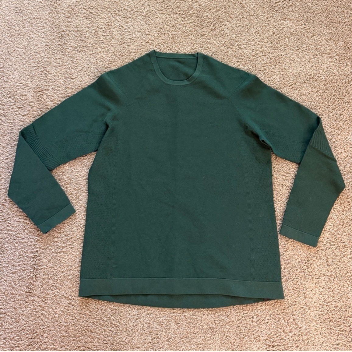 Lululemon Mens Textured Knit Crewneck sweater dark Green size large (est)