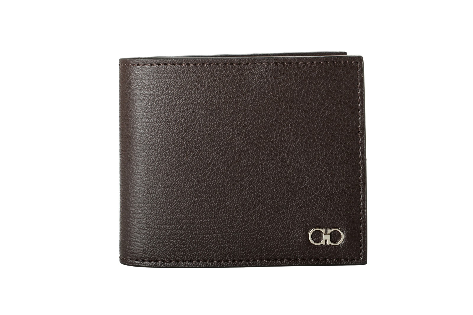 Salvatore Ferragamo Men\'s Chocolate Brown Pebbled Leather Bifold Wallet