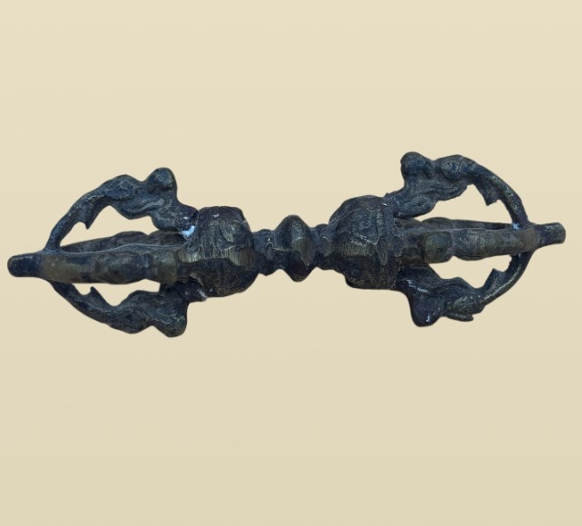 Vintage Tibetan Brass Vajra Dorje Religious Buddhist Ceremonial Collectible
