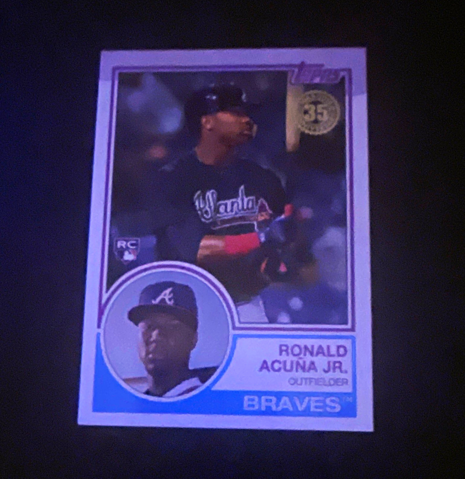 2018 Topps RONALD ACUNA JR.ERROR Purple Misprint;1/1 TRUE ERROR Acuna Rookie🔥