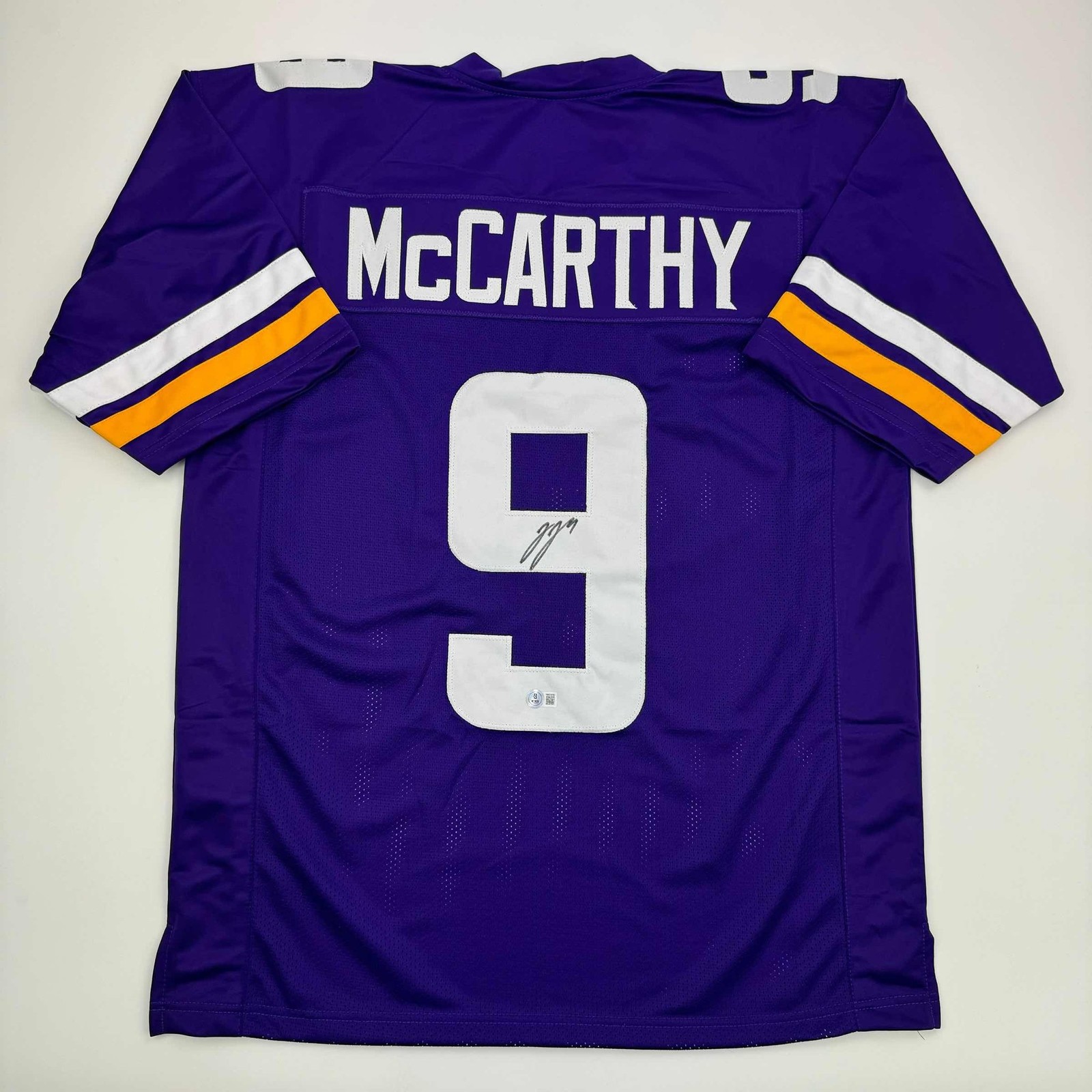 Autographed/Signed J.J. JJ McCarthy Minnesota Purple Jersey Beckett BAS COA Autographed/Signed J.J. JJ McCarthy Minnesota Purple Jersey Beckett BAS COA