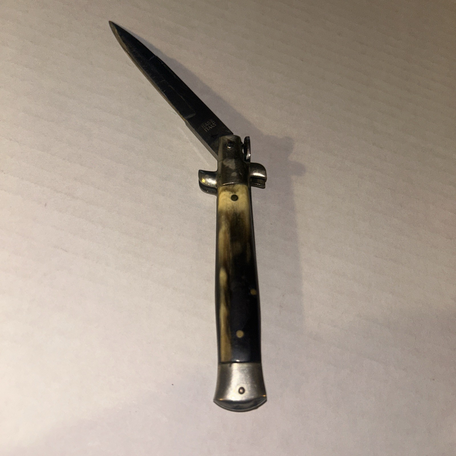 Vintage Made in Italy Stiletto Folding Pocketknife Horn Handle