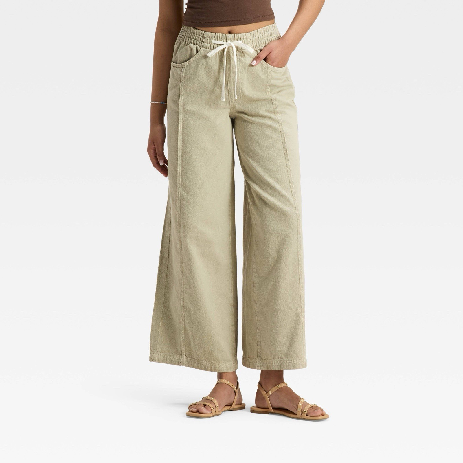 Universal Thread Beach Pants Womens XS Green Khaki High-Rise Wide Leg NEW NWT Universal Thread Beach Pants Womens XS Green Khaki High-Rise Wide Leg NEW NWT
