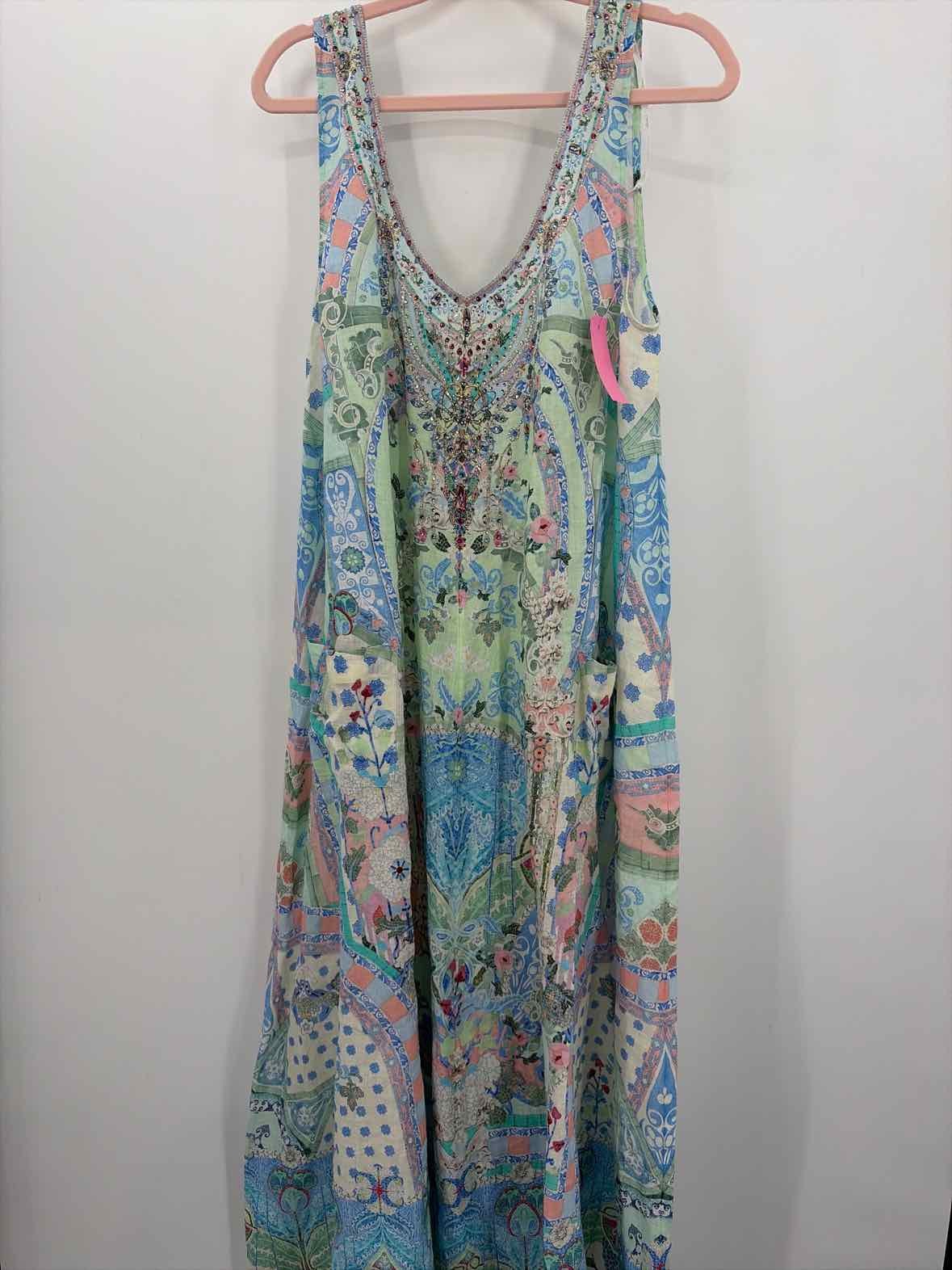 Pre-Owned Camilla Green Size Medium Floral Rhinestone Maxi Sleeveless Dress Pre-Owned Camilla Green Size Medium Floral Rhinestone Maxi Sleeveless Dress