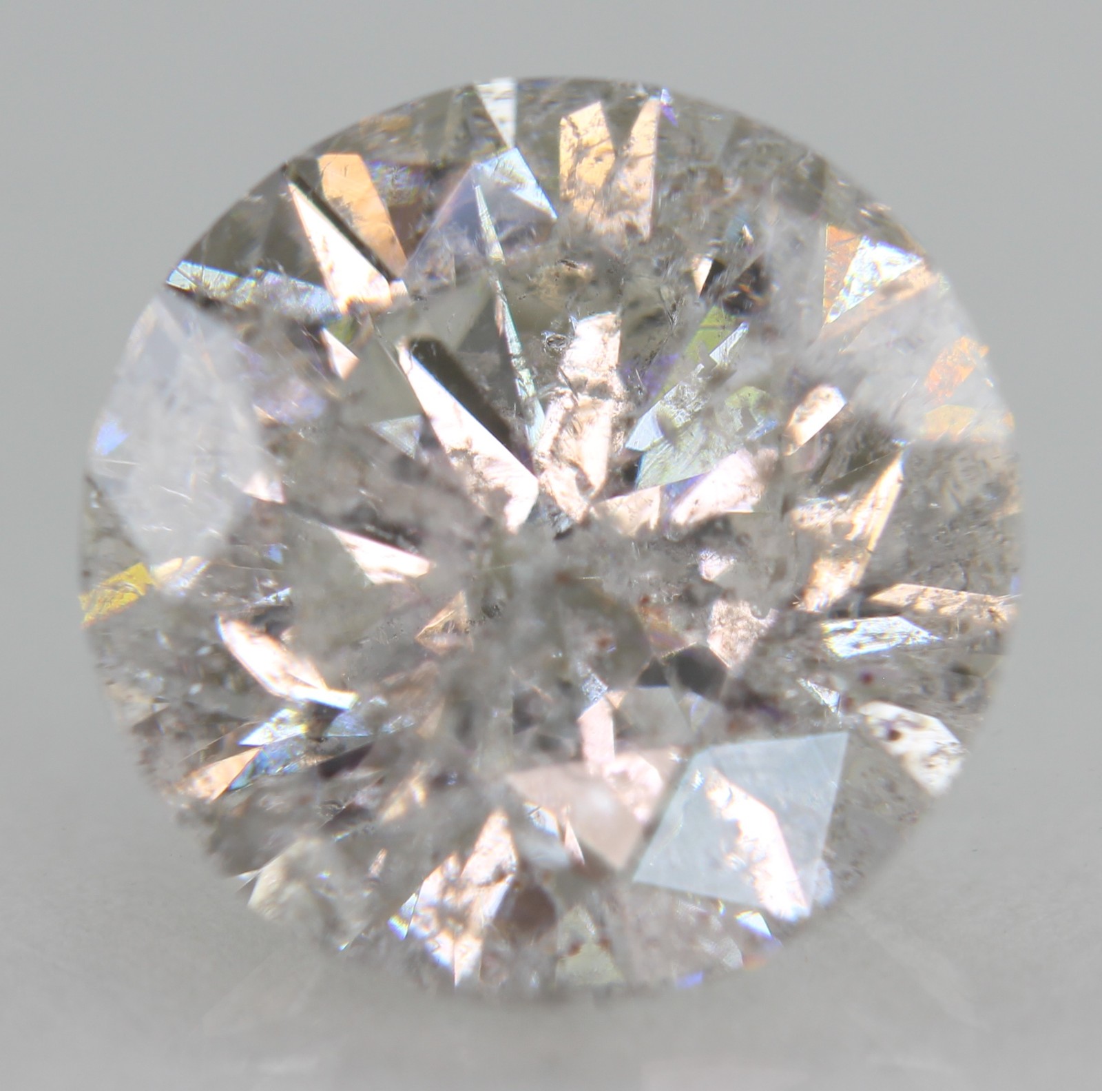 Certified 3.02 Carat H SI2 Round Brilliant Natural Enhanced Loose Diamond 8.98mm