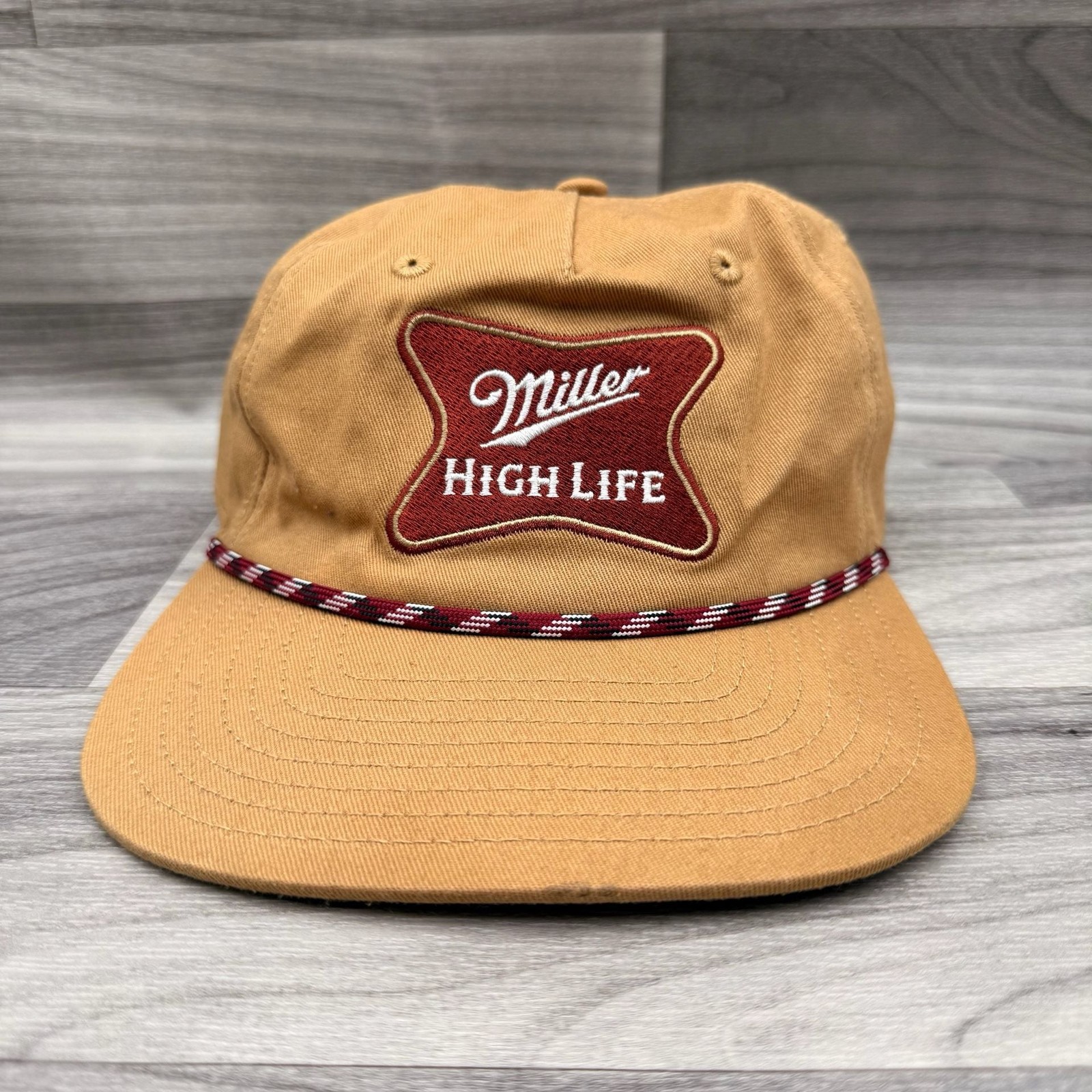 Miller High Life Snapback Trucker Rope Baseball Cap Hat Tan