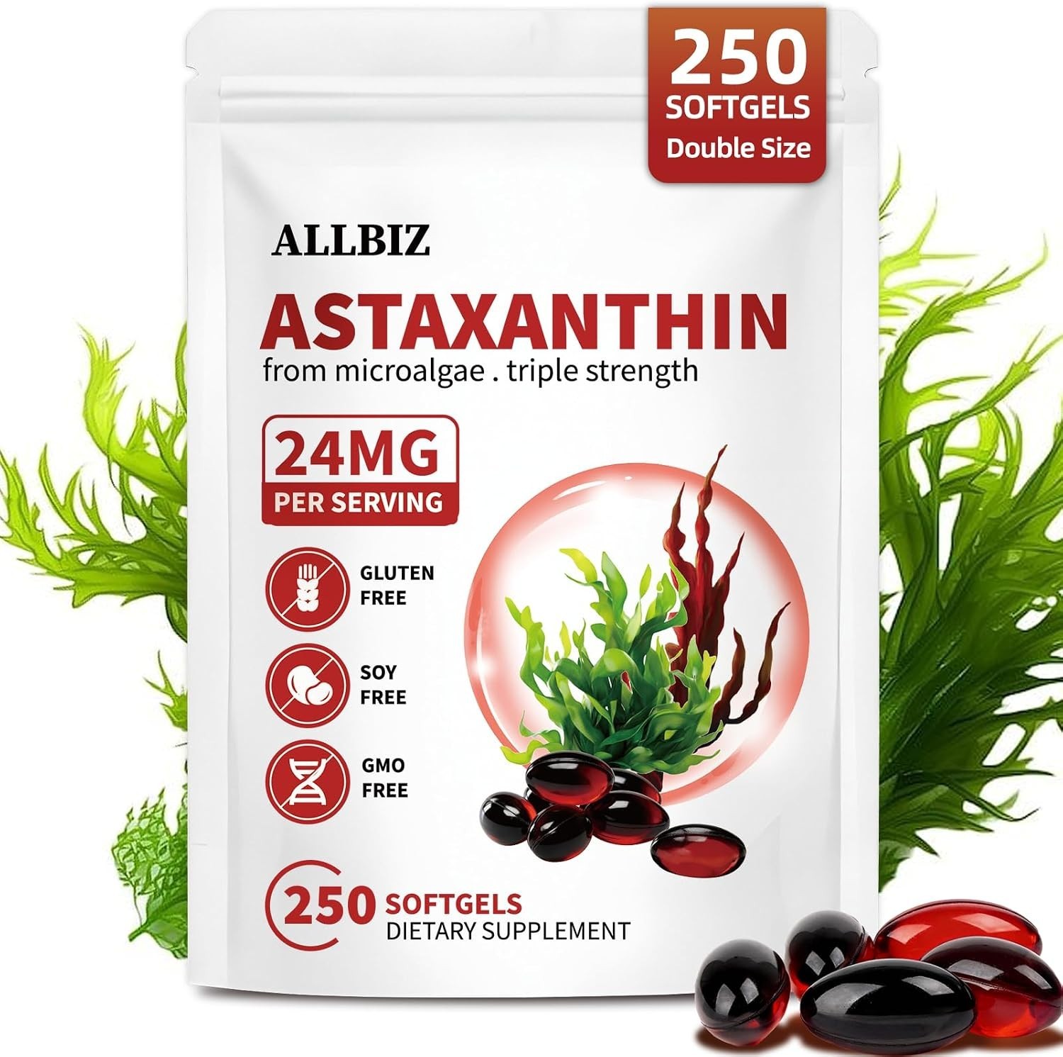 Astaxanthin 24mg | 250 Softgels | 250-Day Supply 250 Count (Pack of 1) Astaxanthin 24mg | 250 Softgels | 250-Day Supply 250 Count (Pack of 1)