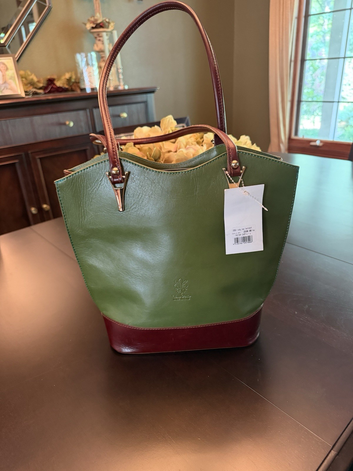 Vera Pelle Italian Leather Backpack Style Tote, Bought In Italy Vera Pelle Italian Leather Backpack Style Tote, Bought In Italy
