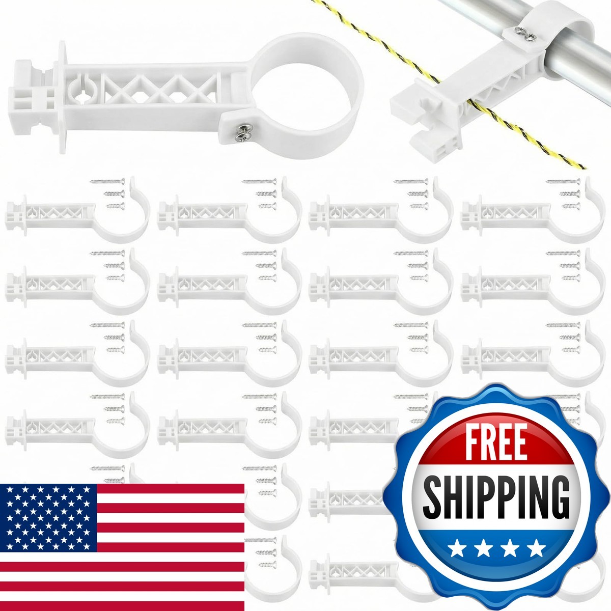 Pangda 24 Pcs Fence Insulators for Round Tubing - White