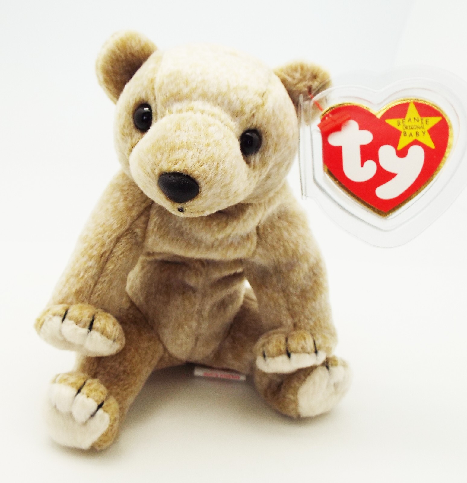 VTG TY BEANIE BABY BABIES ORIGINAL ALMOND THE BEAR PE w/ERRORS RETIRED 1999 NEW