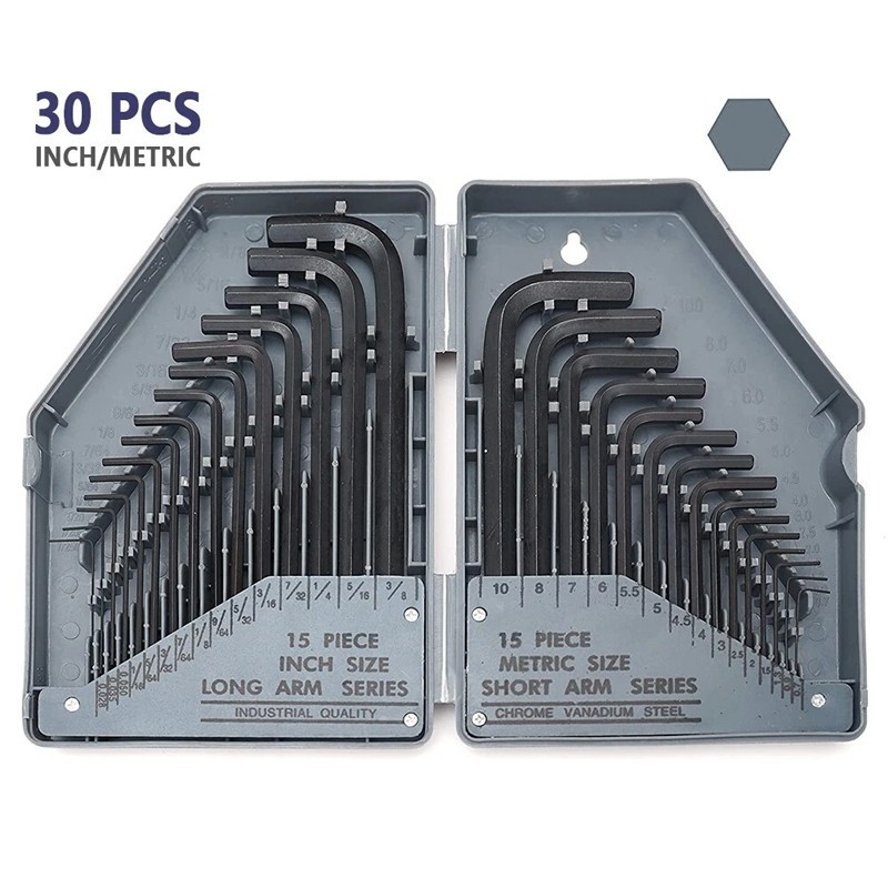 30 PCS Hex Key Allen Wrench Set with Case Inch And Metric Hex Key Combo Set 30 PCS Hex Key Allen Wrench Set with Case Inch And Metric Hex Key Combo Set