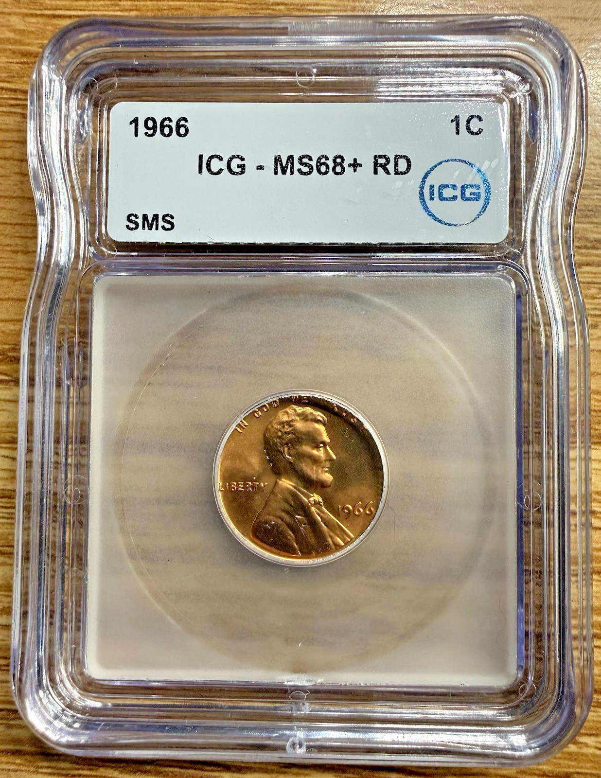 1966 P Lincoln Memorial 1 Cent Brilliant Uncirculated MS 68+ ICG Red SMS