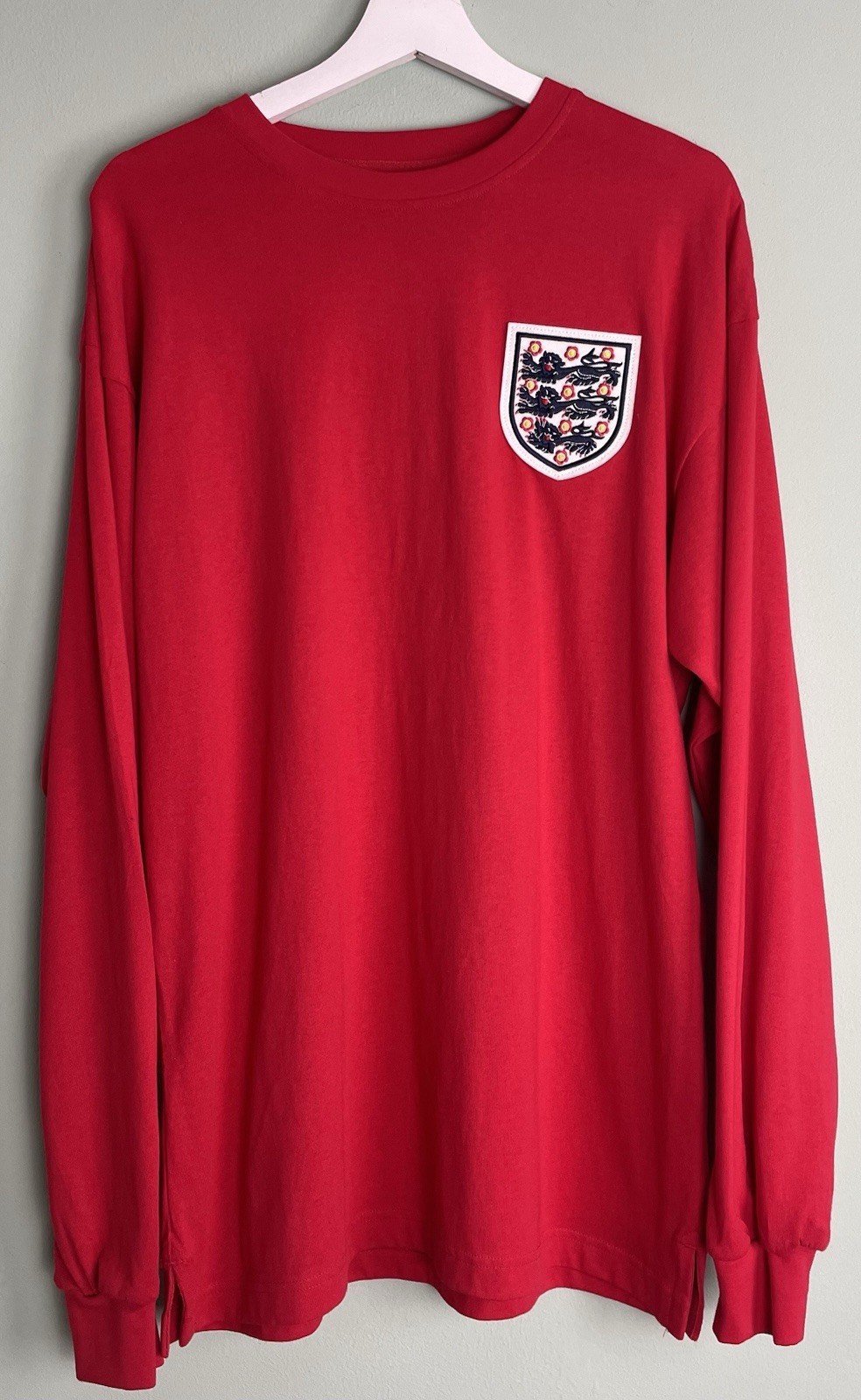 Score Draw England Retro Football Shirt Red No 6 Long Sleeve BNWT