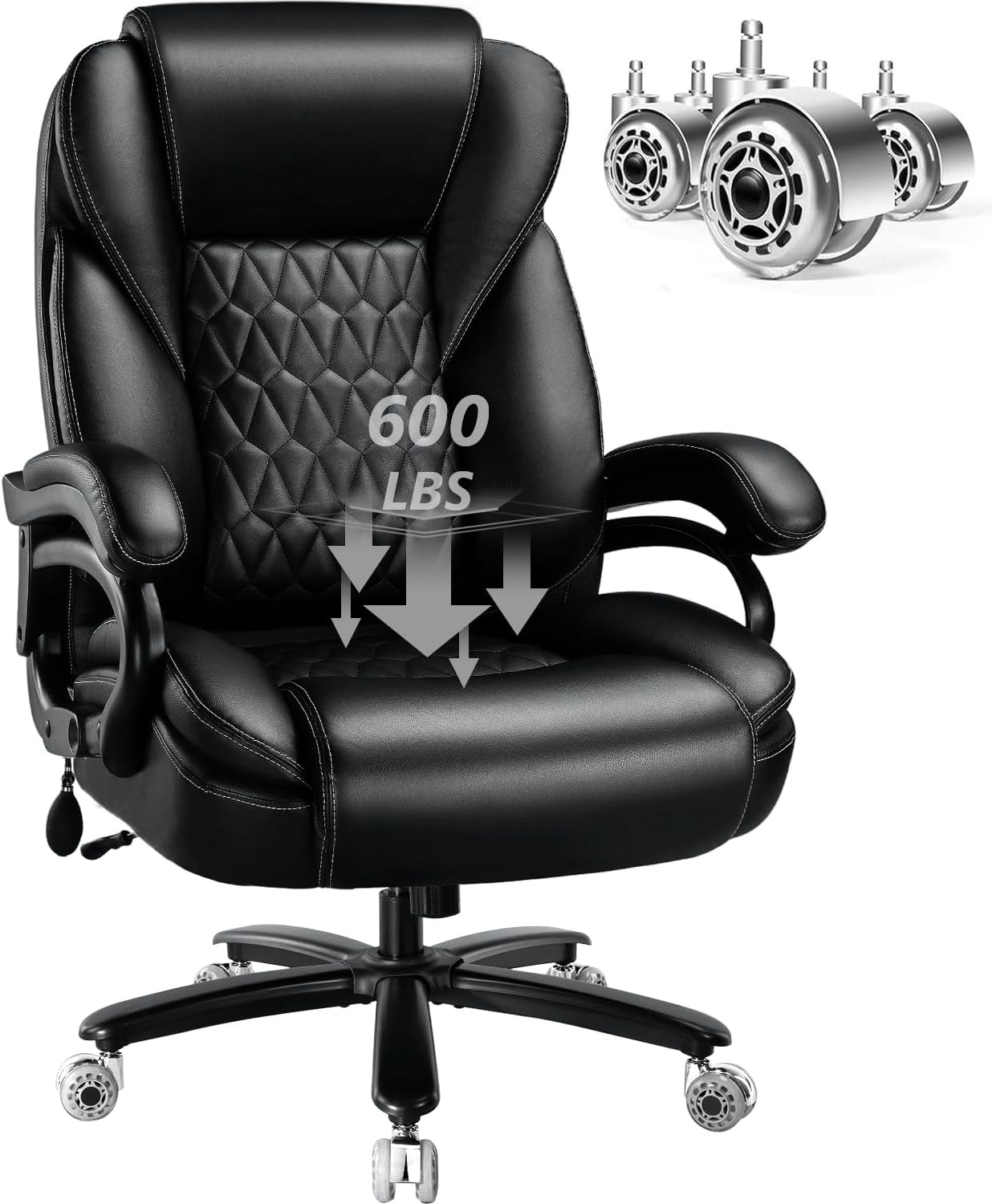 600lbs Big and Tall Office Chair with Pocket Spring Cushion, Ergonomic Heavy 600lbs Big and Tall Office Chair with Pocket Spring Cushion, Ergonomic Heavy