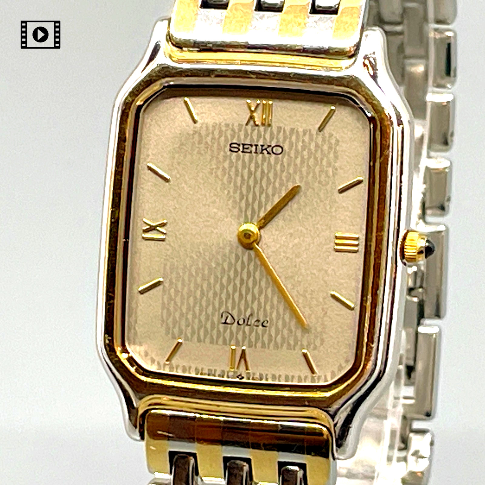 Vintage 1997 【N Mint】 SEIKO Dolce 5E30-5A00 Men Gold 26mm Qz Watch US Stock