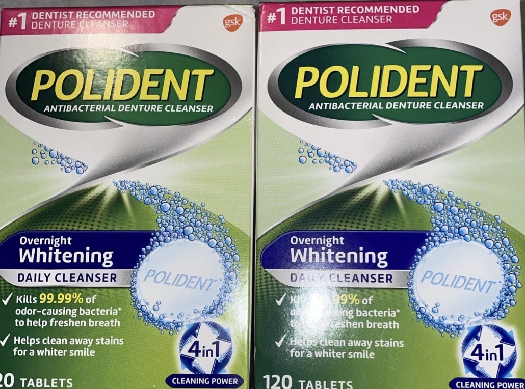 2 PACK Polident 3 Minute Denture Cleanser Tablets 120 Count EXP 11/30/2026 2 PACK Polident 3 Minute Denture Cleanser Tablets 120 Count EXP 11/30/2026