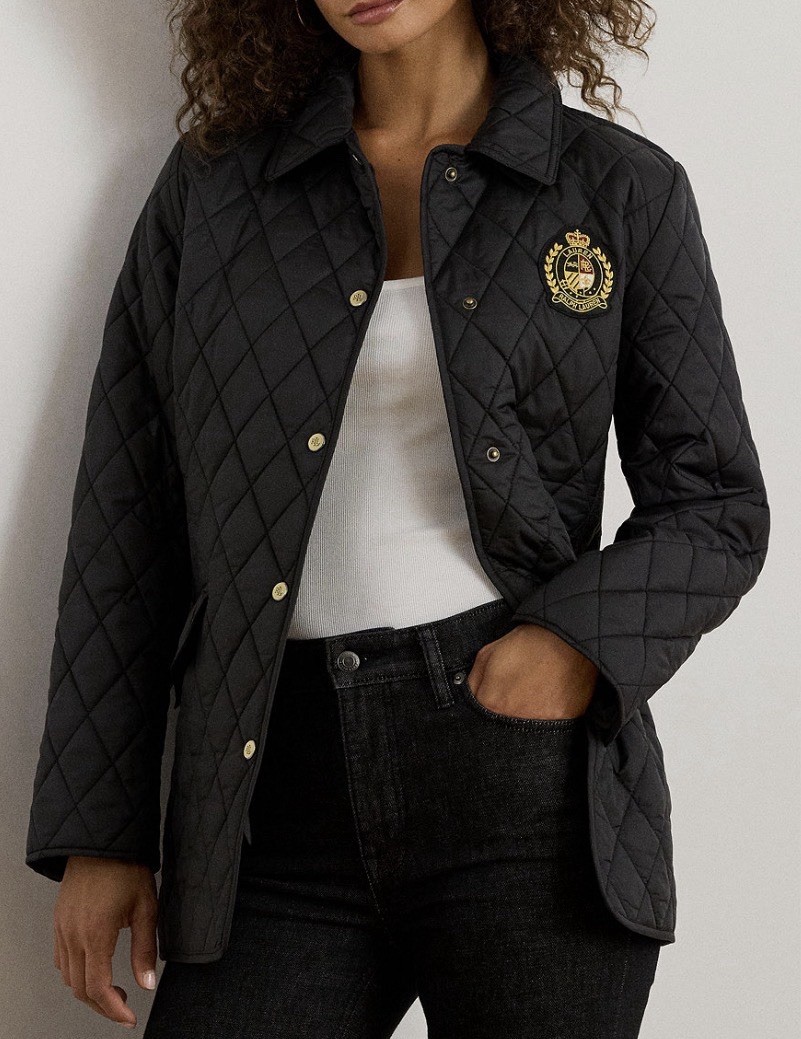 NWT Lauren Ralph Lauren Women\'s Quilted Crest Black Hooded Jacket Sz Large NWT Lauren Ralph Lauren Women\'s Quilted Crest Black Hooded Jacket Sz Large