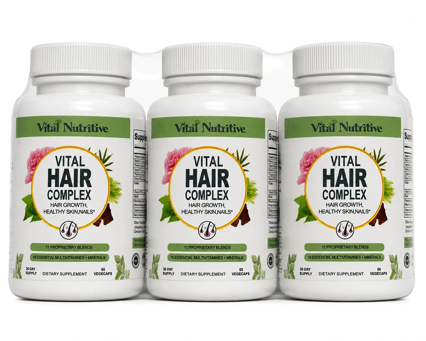 3X VITAL NUTRITIVE Vital Hair Complex - Hair Growth Vitamins for Men and Women -