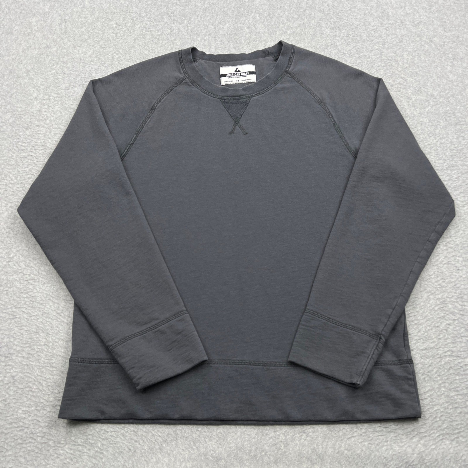 American Giant Sweatshirt Mens Medium Gray Raglan Sleeve Relaxed Terry Crew USA