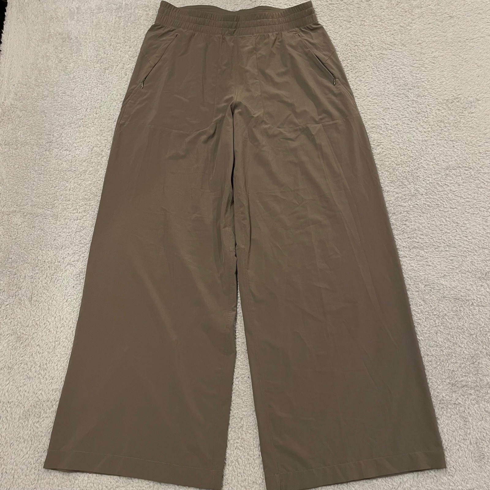 Lululemon Swift Mid Rise Wide Leg Pant Womens 10 Brown Taupe Stretch Lightweight