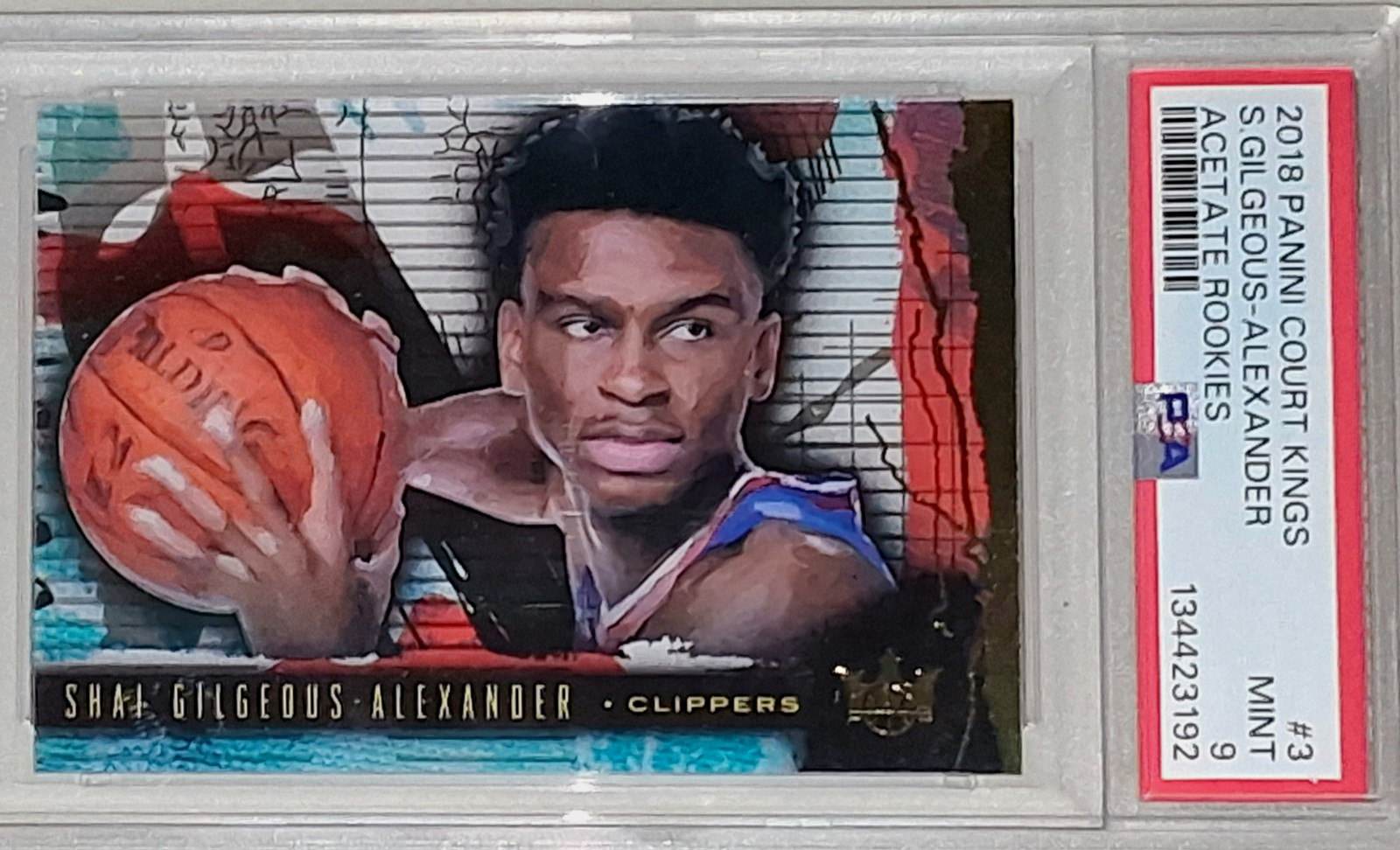 2018-19 Panini Court Kings Shai Gilgeous-Alexander- Acetate Rookies RC #3 PSA 9 2018-19 Panini Court Kings Shai Gilgeous-Alexander- Acetate Rookies RC #3 PSA 9