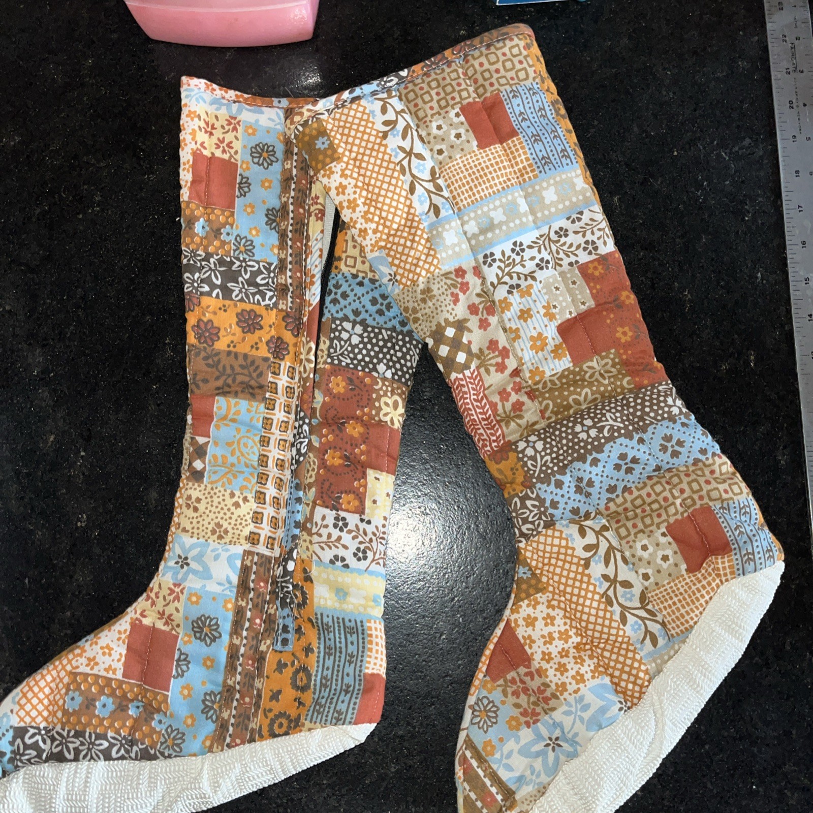 Vintage Tall Warm Up Slippers Crazy Quilt Patchwork 7.5 8 1970’s 60’s Nos Vintage Tall Warm Up Slippers Crazy Quilt Patchwork 7.5 8 1970’s 60’s Nos
