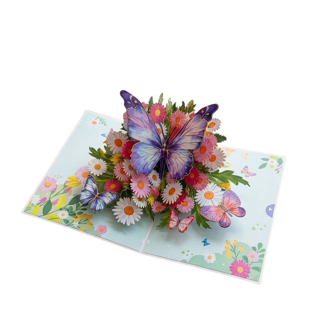 3D Butterfly Floral Pop Up Card Handmade Greeting Card for All Occasions