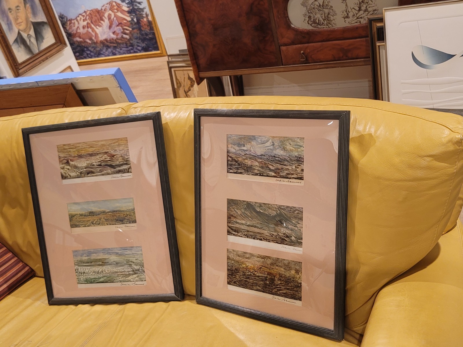 Collection of Six Exquisite Vintage Original Signed Landscape Paintings