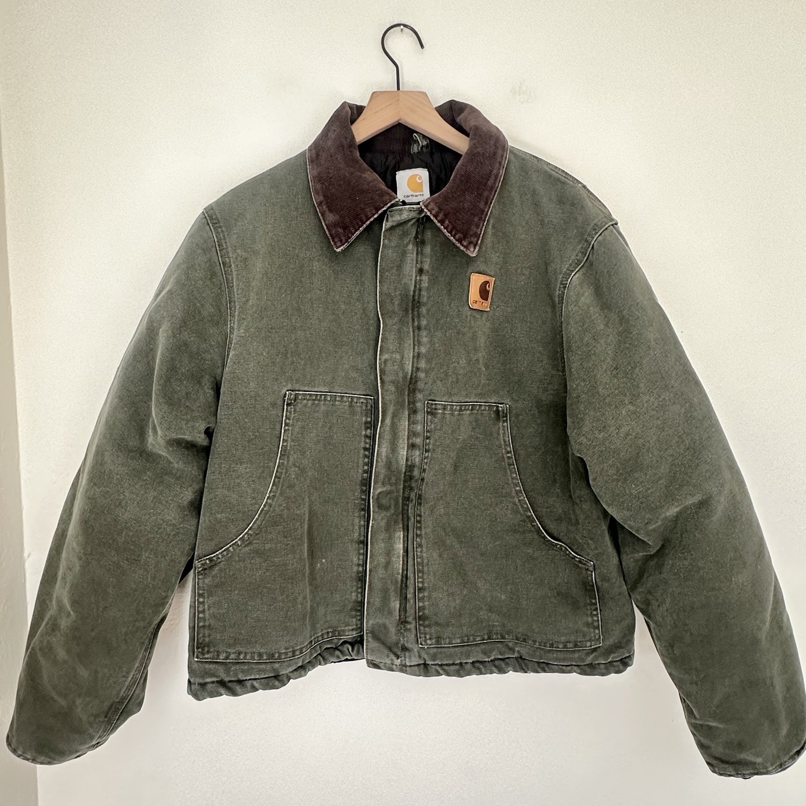 Vintage Carhartt Jacket Mens Large J22 MOS Arctic Quilt Lined Faded Made In USA