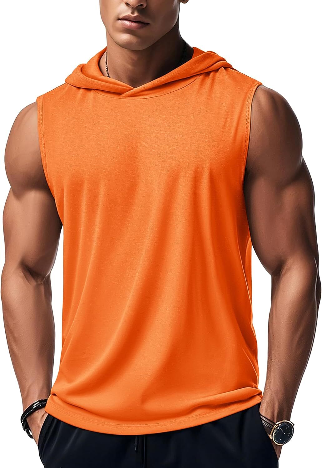 Mens Cotton Sleeveless Tank Top Summer Muscle Tee Breathable Casual Hoodie Shirt