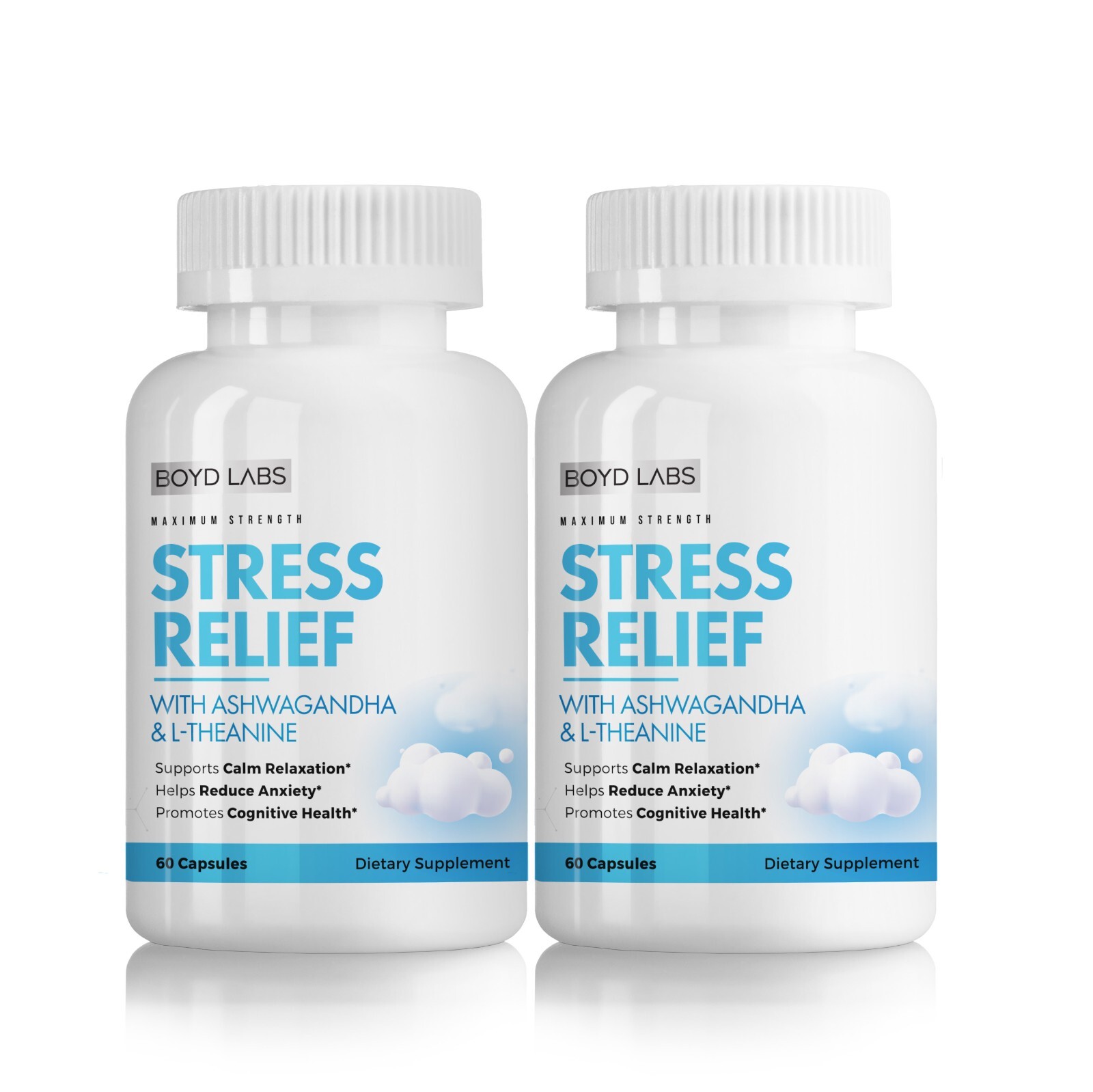 (2 Pack) Boyd Labs Stress Relief with Ashwagandha and L-Theanine, 60 Count