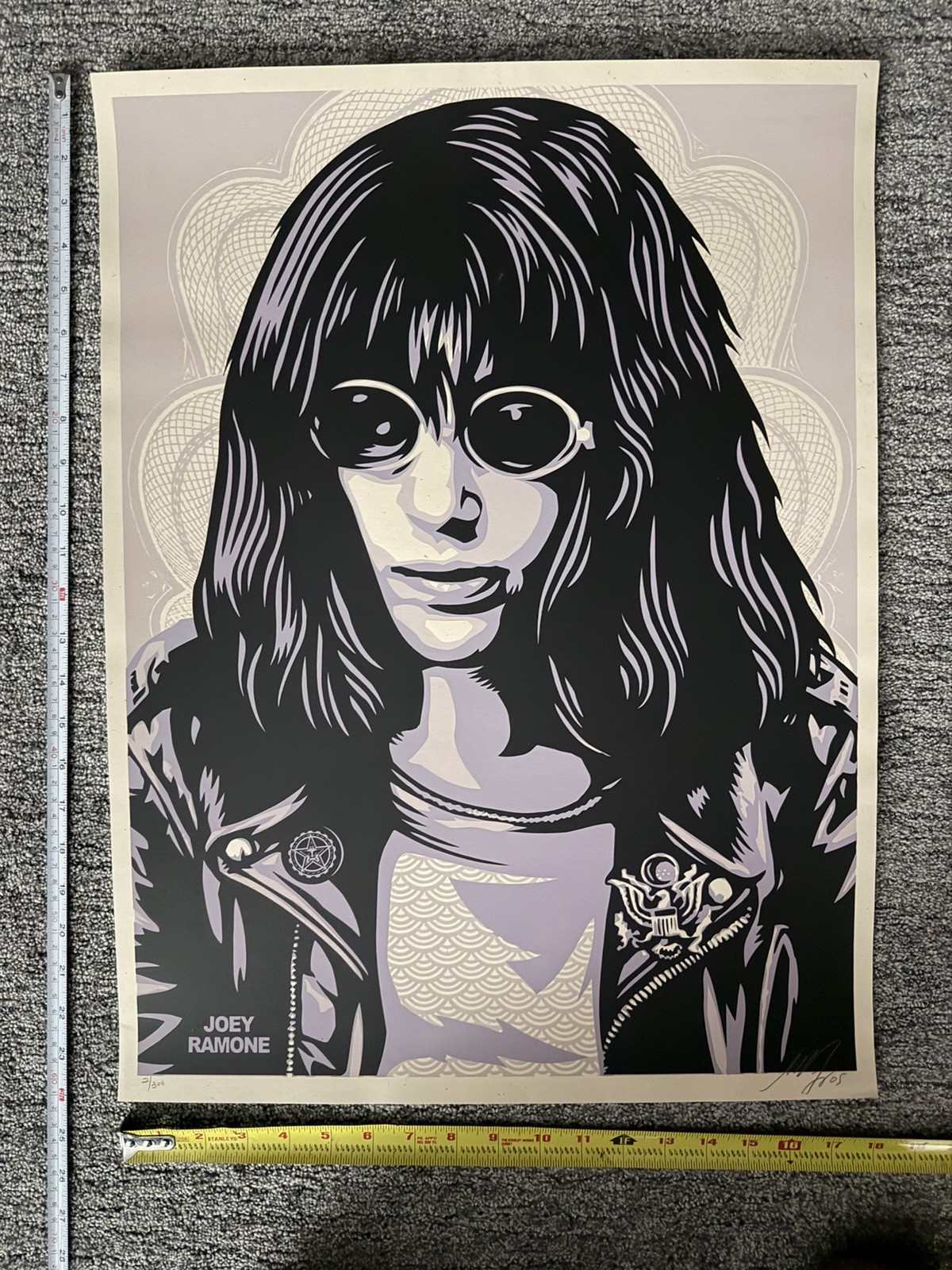 Ramones Shepard Fairey Joey Ramone Purple Version Signed #2/300 Mint OBEY