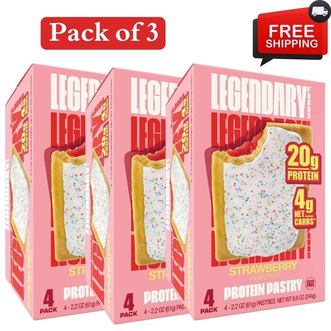 Legendary Foods Protein Pastry - Strawberry 12 Pack (3box) - Protein Snack Legendary Foods Protein Pastry - Strawberry 12 Pack (3box) - Protein Snack