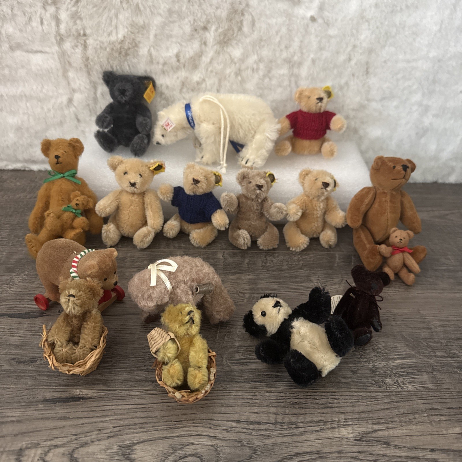 Vtg Steiff Lot MINI Bear FAO Polar Grey Mohair Jointed Articulating Diane Boyds