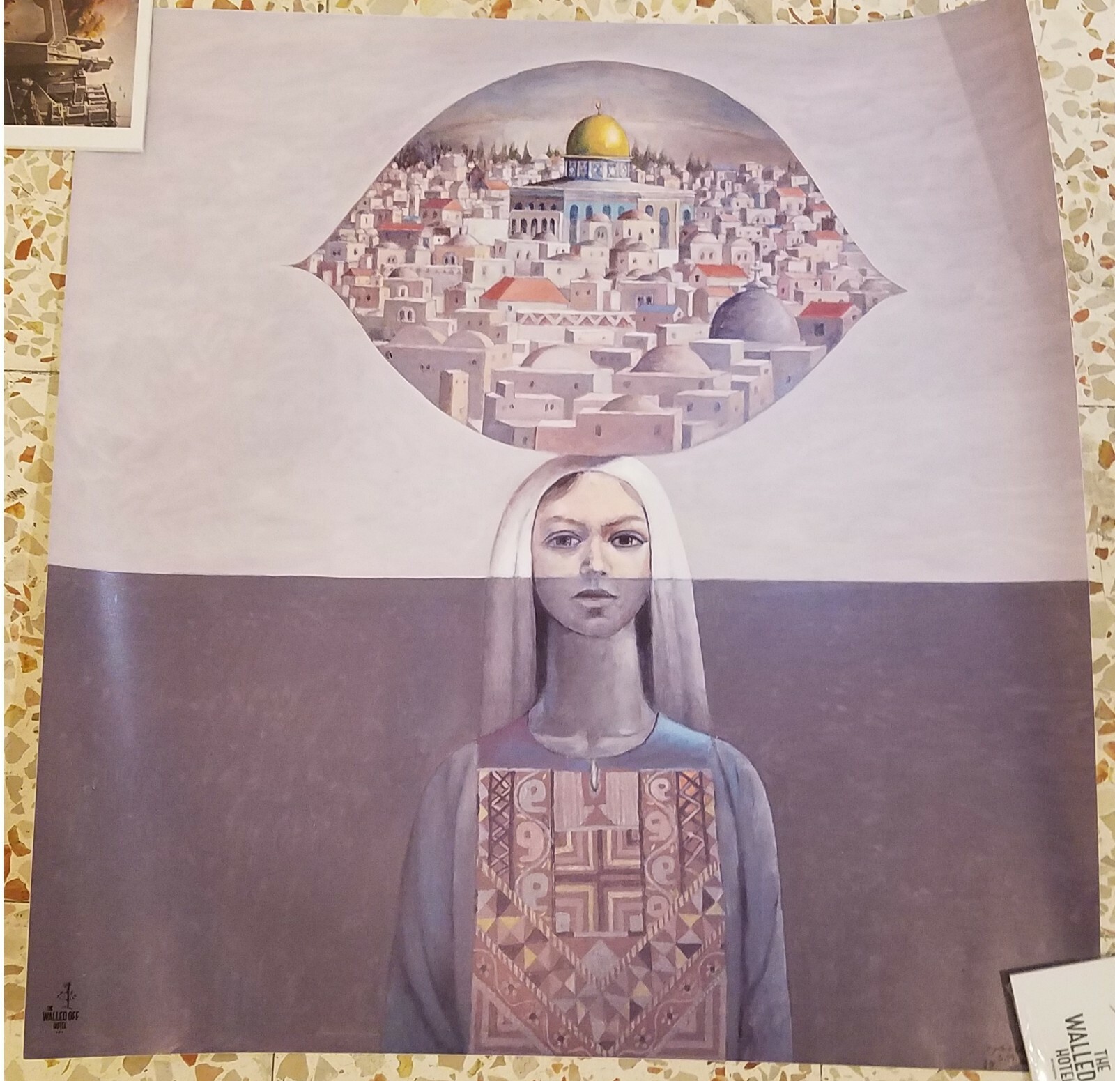 Woman with Jerusalem 1978 Sliman Mansour Poster From THE WALLED OFF HOTEL