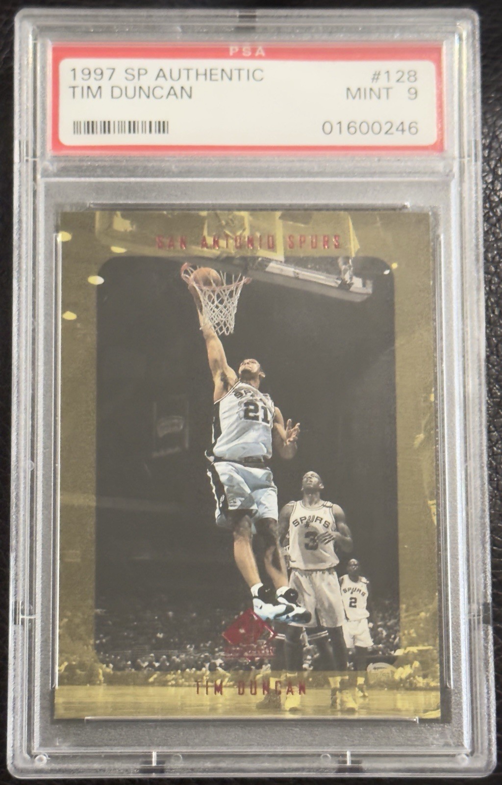 1997-98 SP Authentic Tim Duncan Gold Rookie Card #128 PSA 9 1997-98 SP Authentic Tim Duncan Gold Rookie Card #128 PSA 9