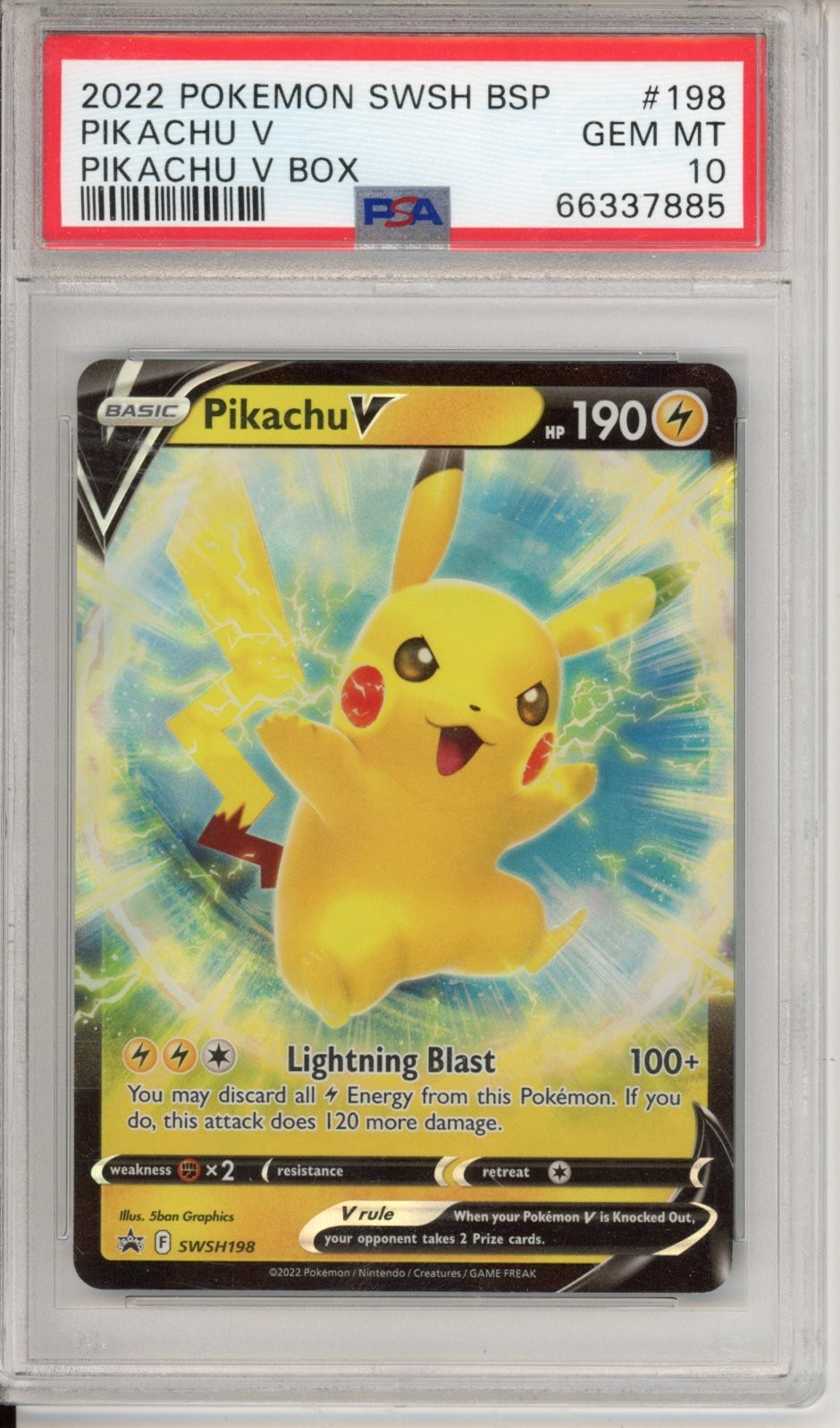 2022 Pokemon Sword & Shield Black Star Promos SWSH198 Pikachu V PSA 10 9512 2022 Pokemon Sword & Shield Black Star Promos SWSH198 Pikachu V PSA 10 9512