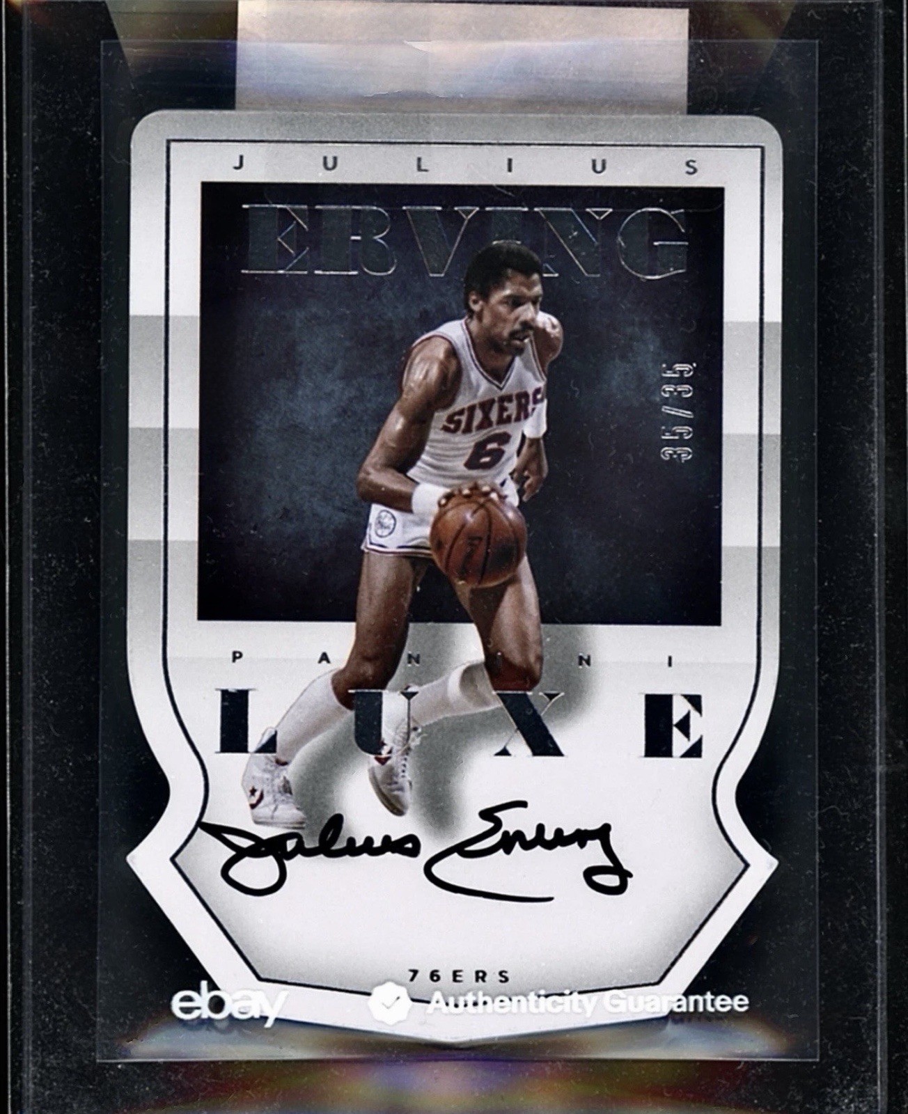 Julius Erving 2014-15 Panini Luxe Die Cut On Card Auto /35 HOF 76ers