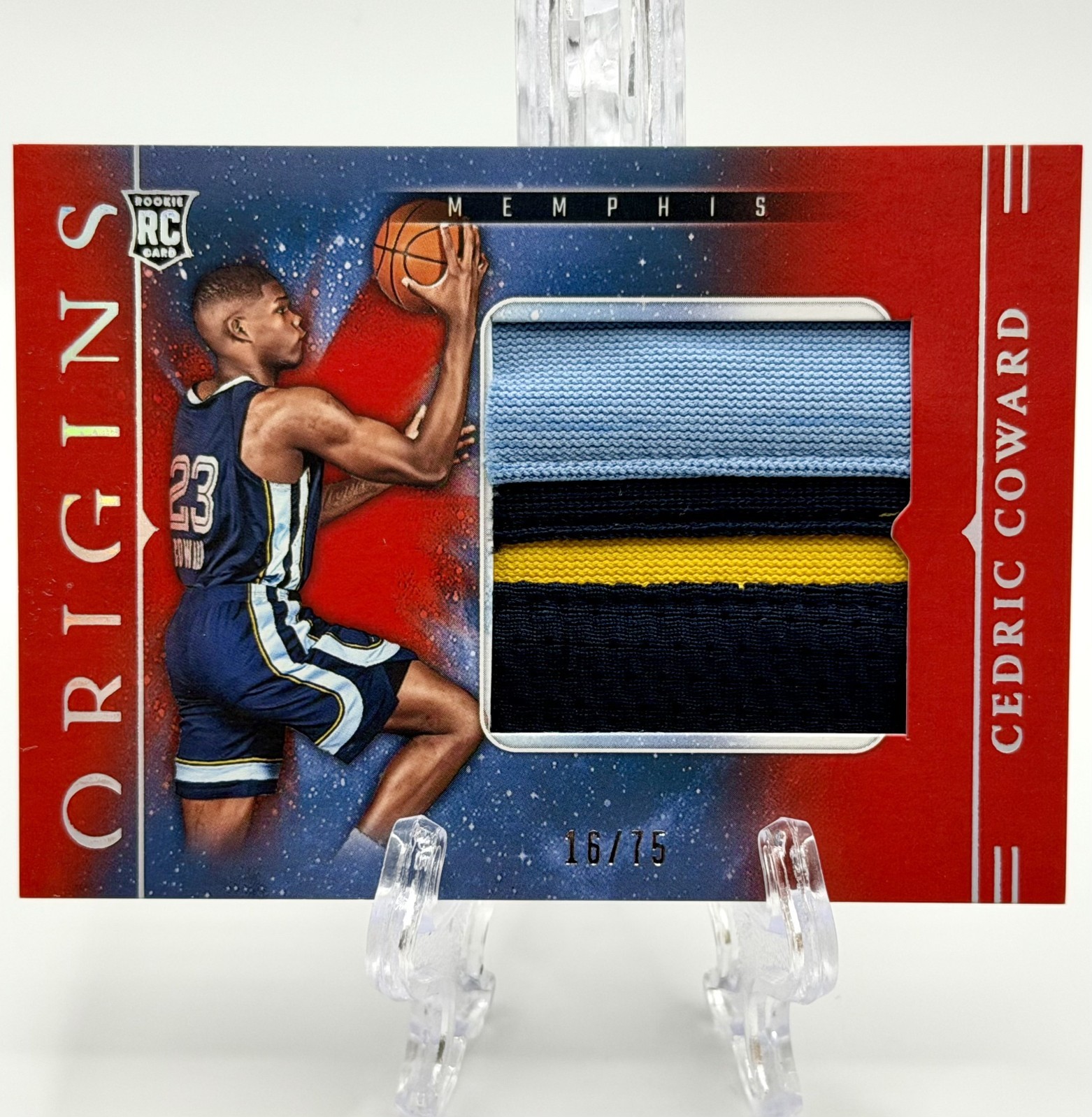 2025-26 Panini Origins Cedric Coward RC Rookie Jumbo Jerseys Red Patch #16/75