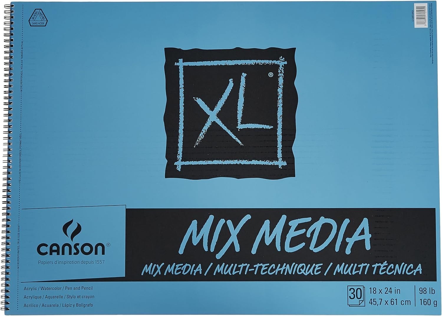 Canson XL Series Mix Media Paper Pad 18x24 inches — Heavyweight 160gsm Sheets