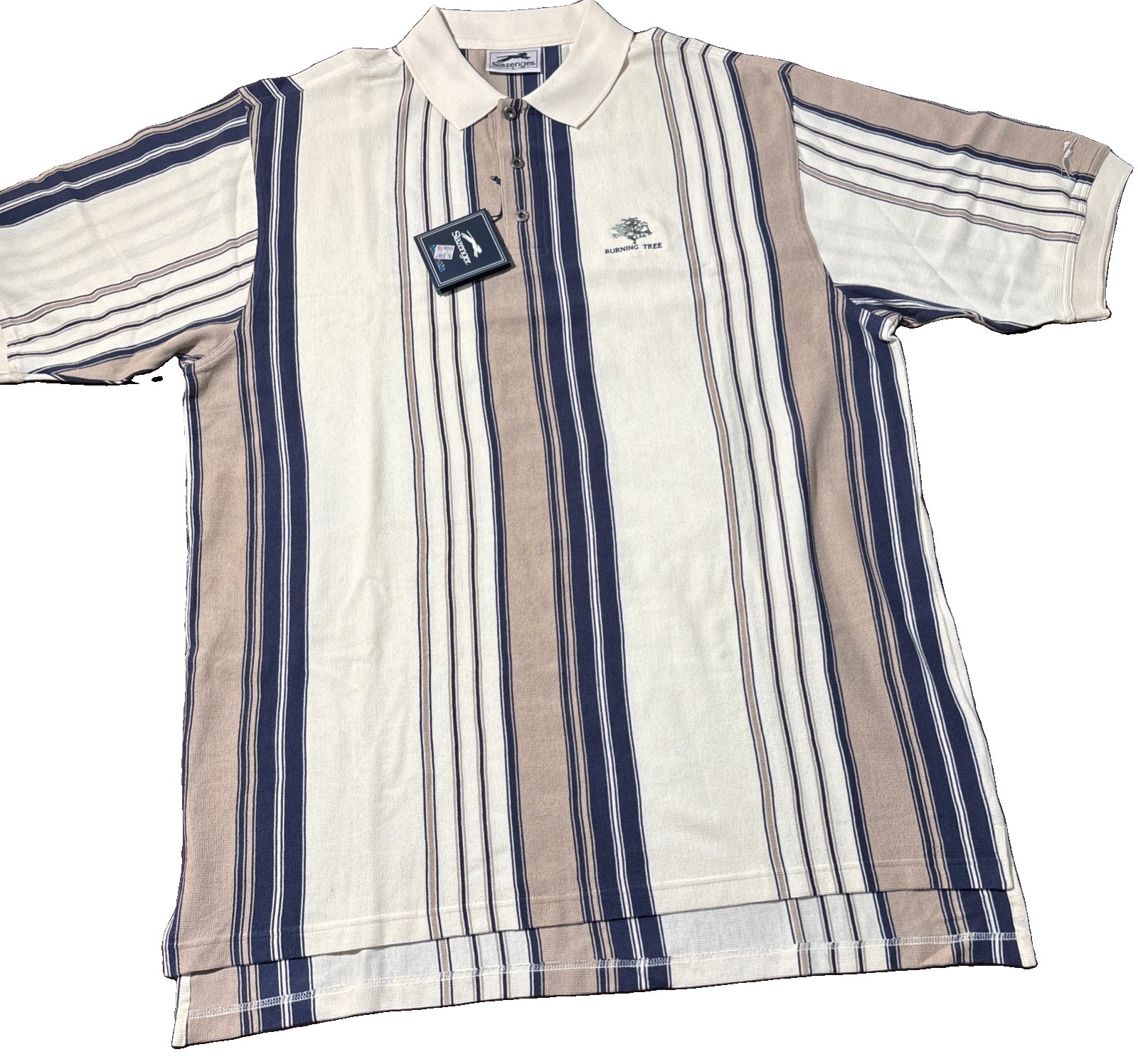 Vintage Slazenger Burning Tree Club Golf Polo Shirt Men\'s XL Striped NWT NOS