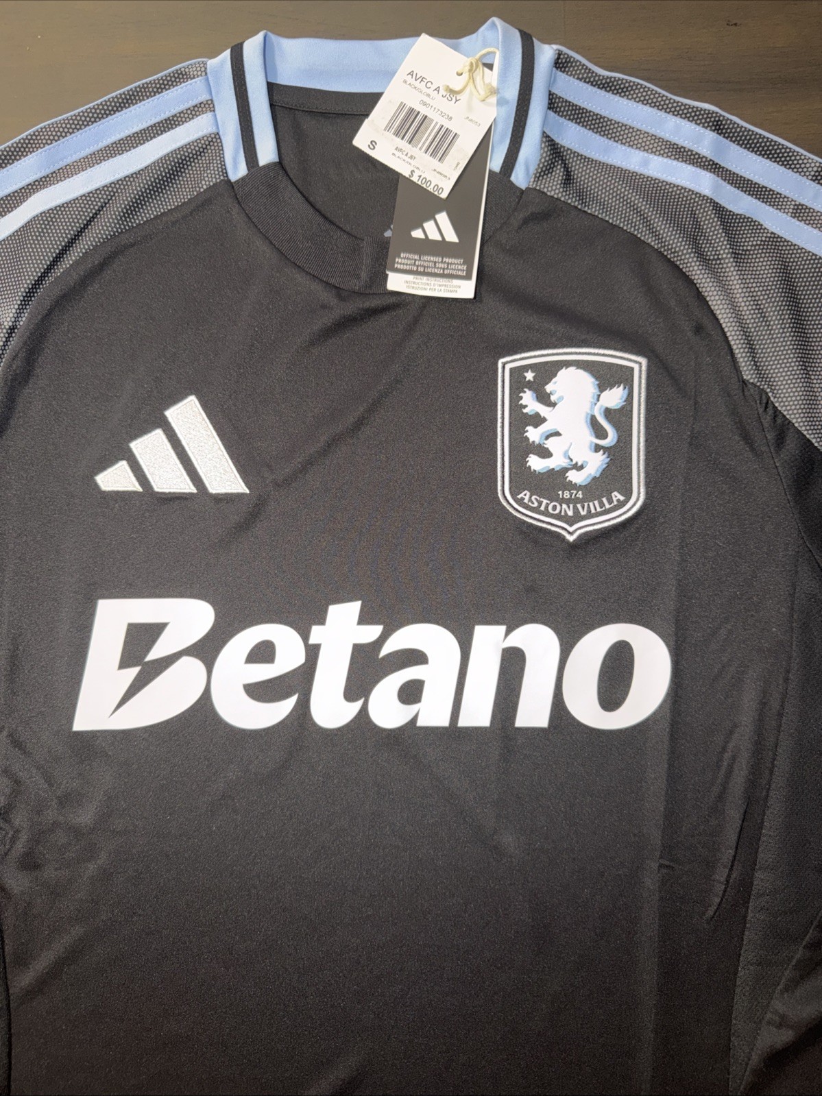 Adidas Aston Villa FC 2025/2026 Away Jersey JN8053 Men's Size S