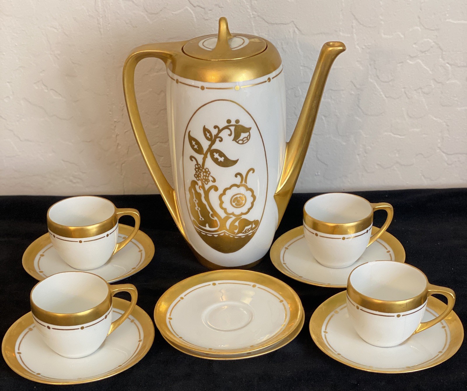 Antique ~ R.S. Tillowitz Silesia Tea Set ~ Tea Pot ~ 4 Mini Cups & 6 Saucers