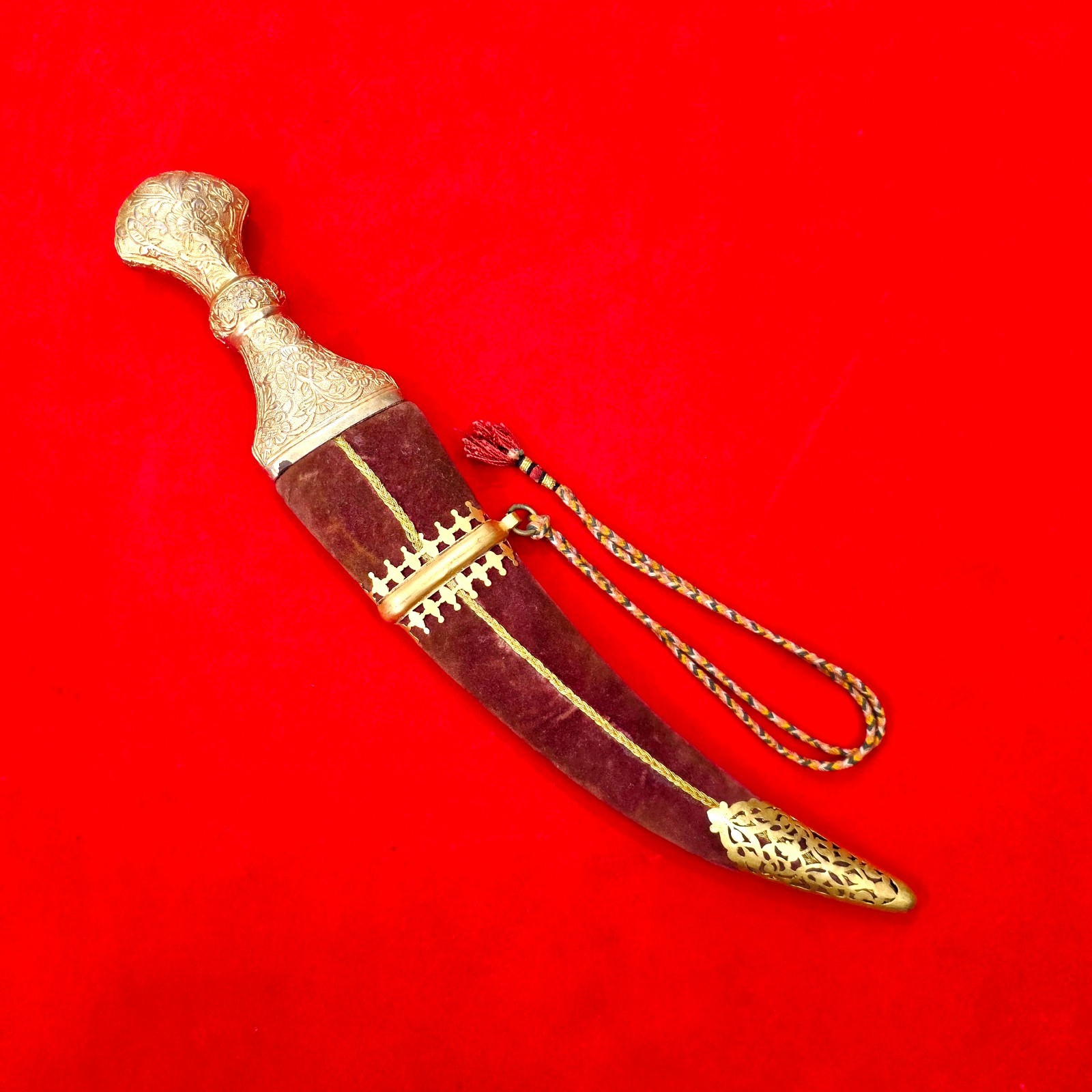 Vintage Indo-Persian Yemenese Omani Arab Jambiya Knife Gold Gild Wootz Dagger