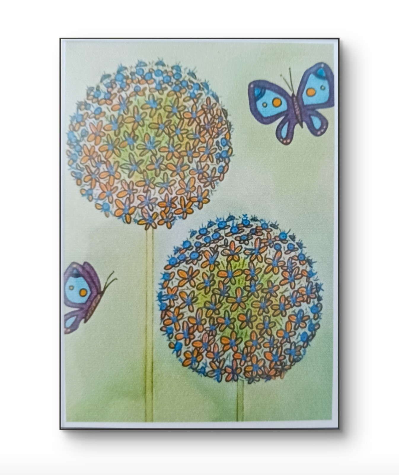 ACEO PRINT of Original Allium Flowers Butterflies Acrylic & Pencil Charlene Slie ACEO PRINT of Original Allium Flowers Butterflies Acrylic & Pencil Charlene Slie
