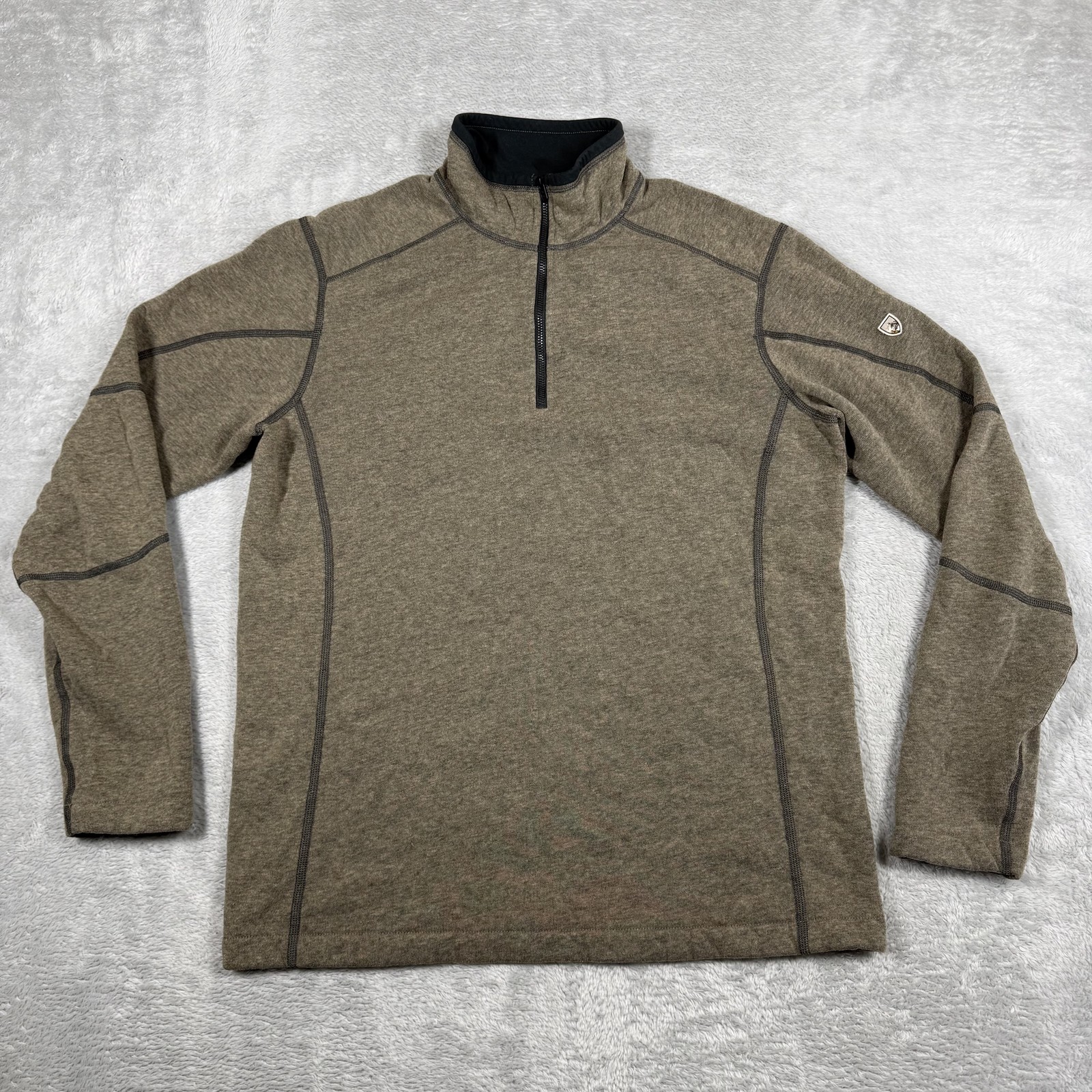 Kuhl Sweater Mens L Brown Revel Fleece 1/4 Zip Thermal Pullover Outdoor Hiking