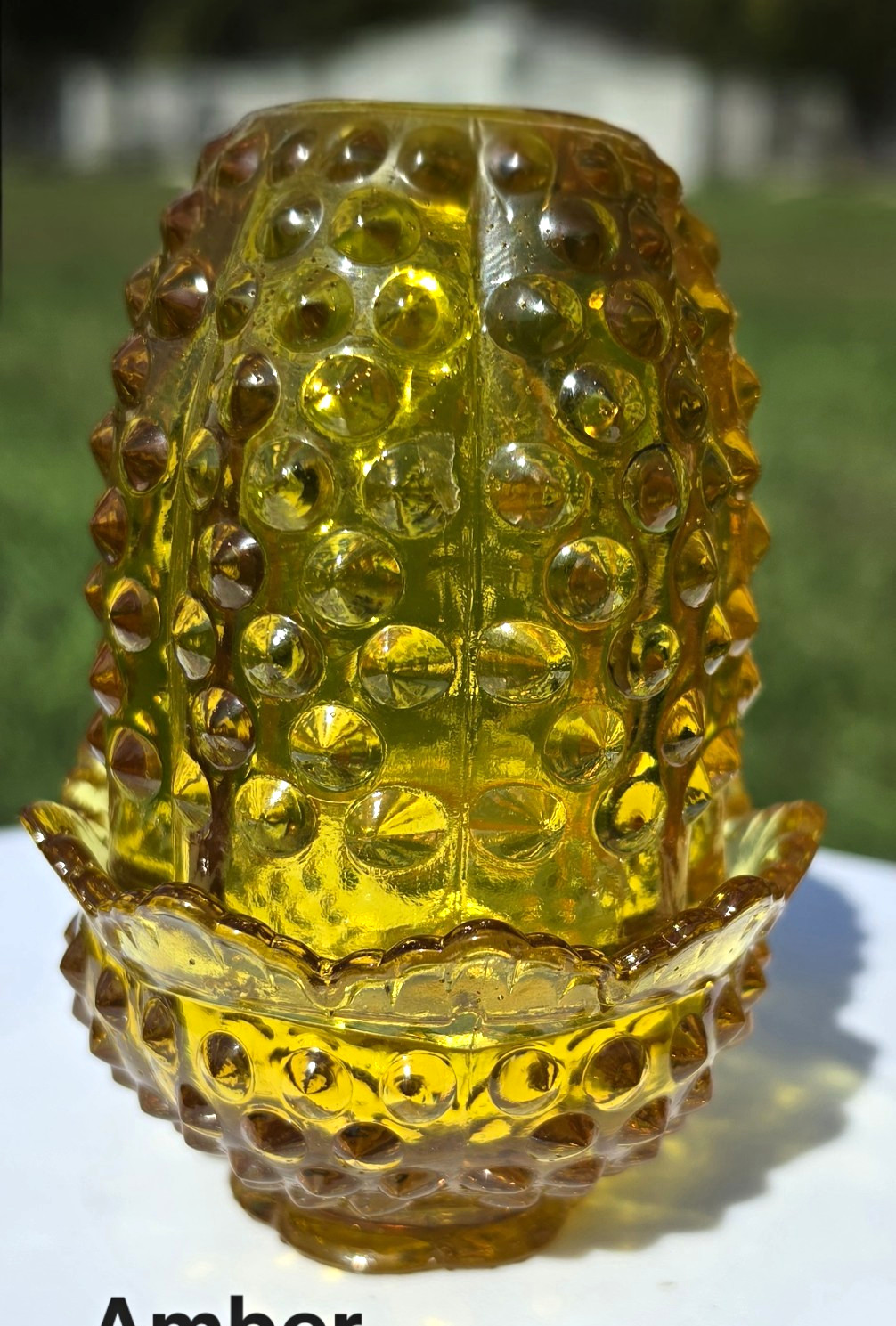 Fenton Style RESIN Amber Hobnail Fairy Lamp Fenton Style RESIN Amber Hobnail Fairy Lamp