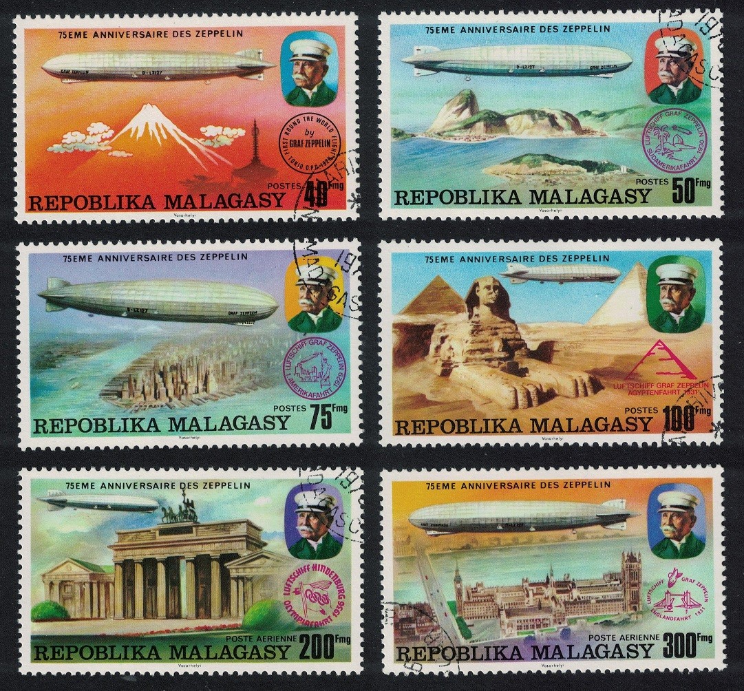 Malagasy Rep. 75th Anniversary of Zeppelin 6v 1976 CTO SG#346-351 Malagasy Rep. 75th Anniversary of Zeppelin 6v 1976 CTO SG#346-351