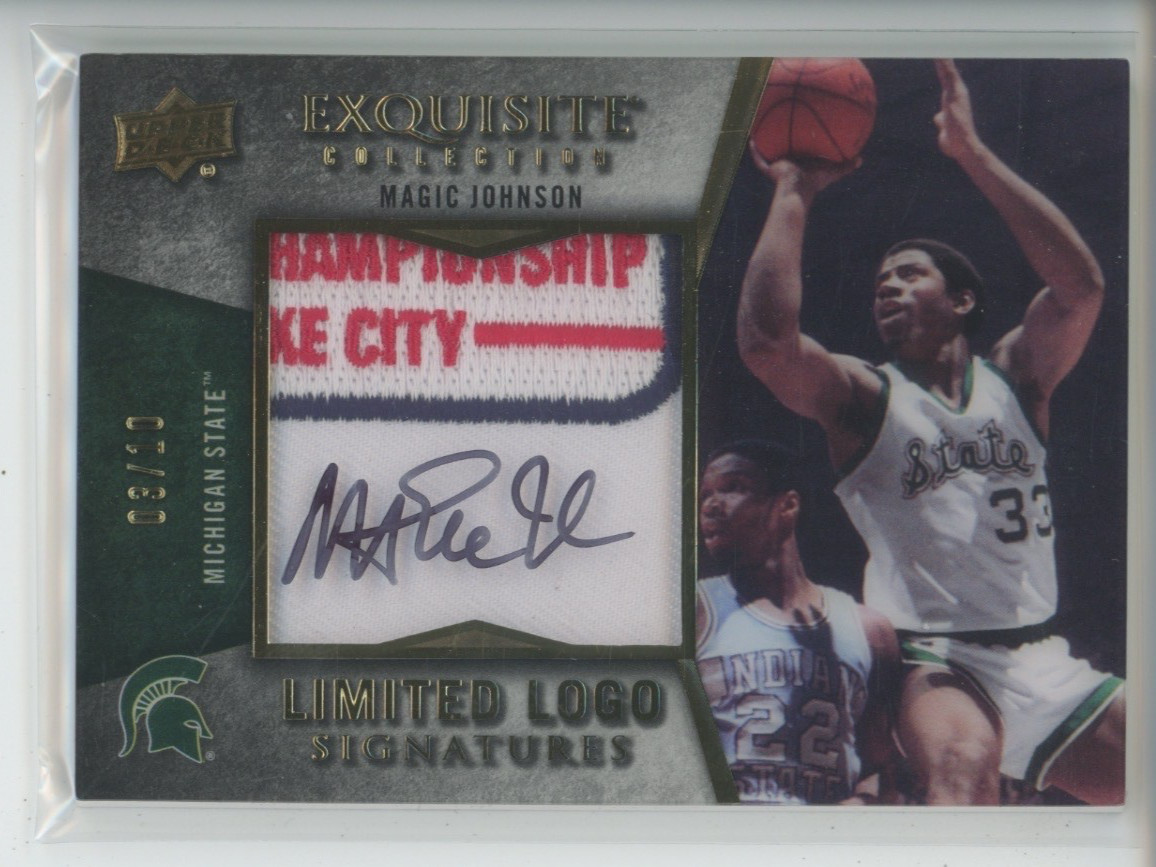 MAGIC JOHNSON AUTO CHAMPIONSHIP TAG PATCH /10 2012-13 UD EXQUISITE LIMITED LOGO